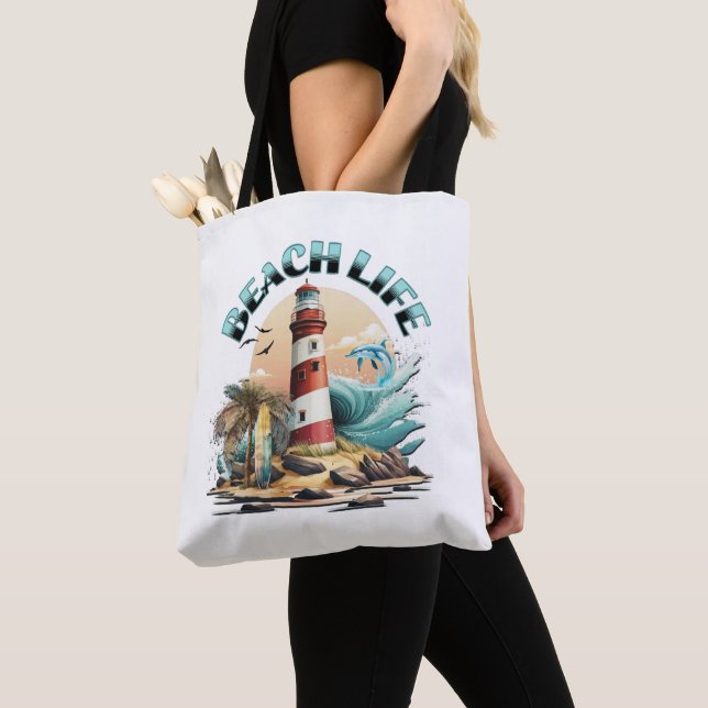 Personalized Beach Life Tote Bag (Close Up)