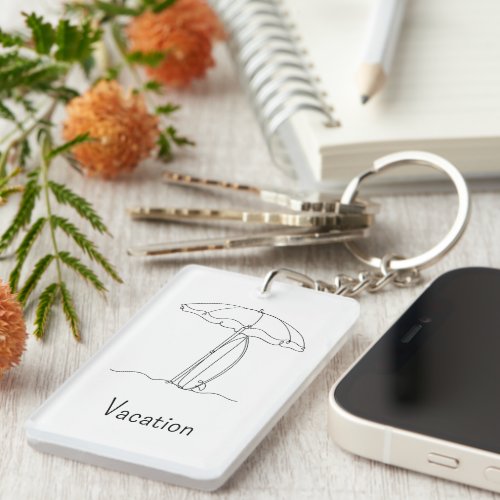 Personalized Beach Line Art Keychain