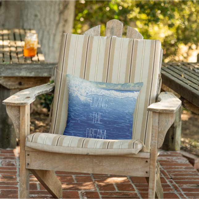 Personalized Beach Living the Dream Outdoor Pillow (Chair)