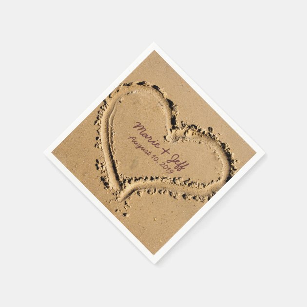 Personalized Beach Love Wedding Heart Napkin