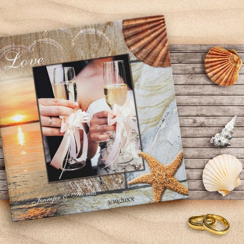 Personalized Beach Marble Wedding Photo Binder
