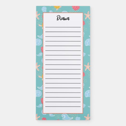 Personalized Beach Ocean Shore Lined Magnetic Notepad