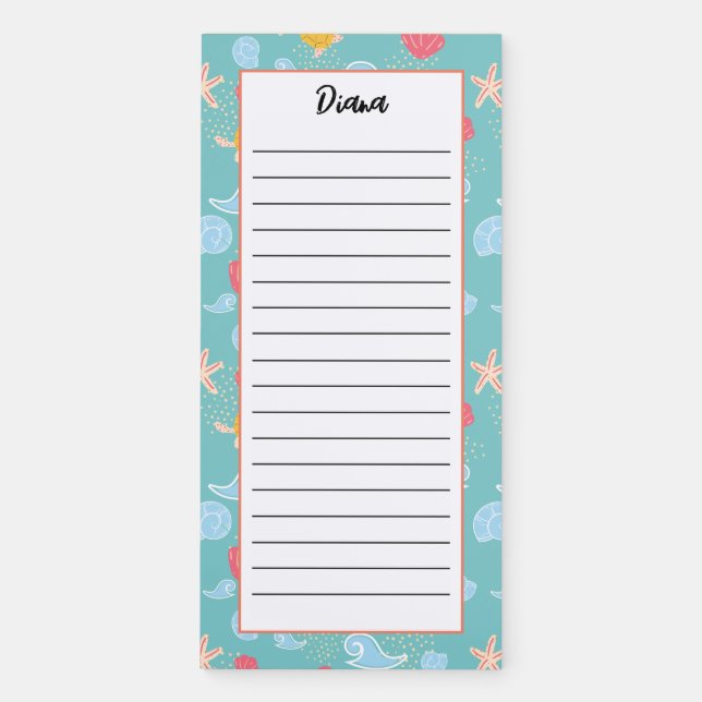 Personalized Beach Ocean Shore Lined Magnetic Notepad (Front)