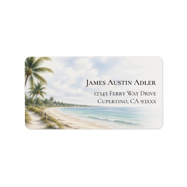 Personalized Beach Palm Tree Return Address Label (Front)
