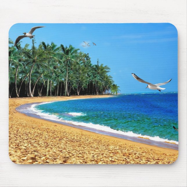 Personalized Beach Palm Tree Tropical Mouse Pad (Front)