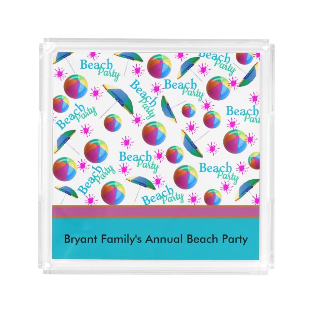Personalized Beach Party Acrylic Tray (Front)