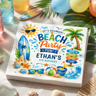Personalized Beach Party Birthday Summer Surf Napkins