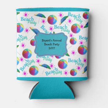 Personalized Beach Party Can Template Can Cooler by Dmargie1029 at Zazzle