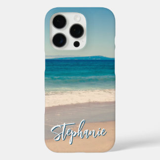 Personalized Beach Photo Ocean Blue iPhone 16 Pro Case