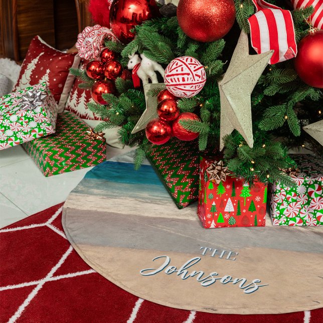 Personalized Beach Photo Ocean Blue Scenic Brushed Polyester Tree Skirt (Personalized Beach Photo Ocean Blue Scenic Brushed Polyester Tree Skirt)