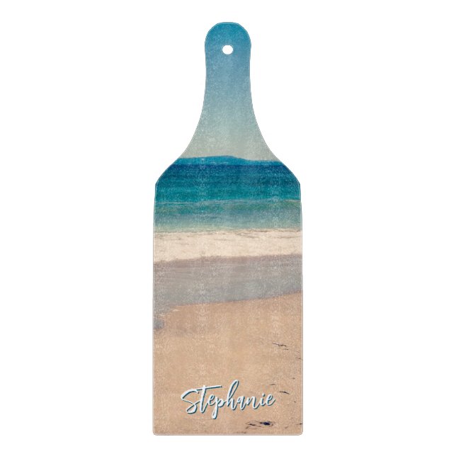 Personalized Beach Photo Ocean Blue Scenic Cutting Board (Front)