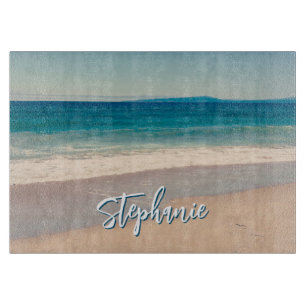 Personalized Beach Photo Ocean Blue Scenic Cutting Board