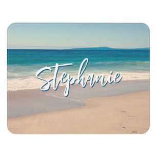 Personalized Beach Photo Ocean Blue Scenic Door Sign