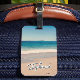 Personalized Beach Photo Ocean Blue Scenic Luggage Tag
