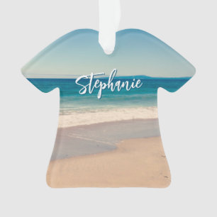 Personalized Beach Photo Ocean Blue Scenic Ornament