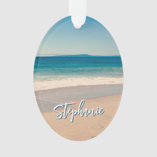 Personalized Beach Photo Ocean Blue Scenic Ornament