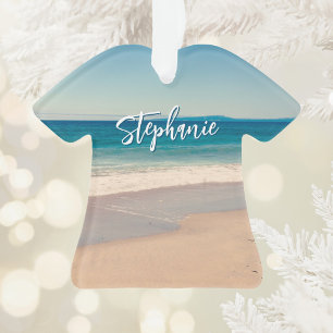 Personalized Beach Photo Ocean Blue Scenic Ornament