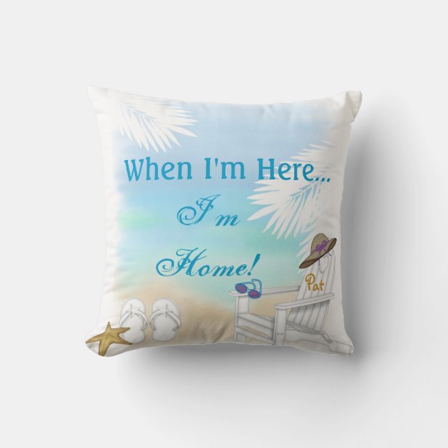 PERSONALIZED BEACH PILLOWGIFT FOR THE BEACH LOVER THROW PILLOW (Front)