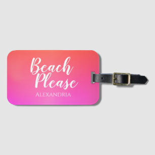 Personalized Beach Pink Orange Ombre Luggage Tag