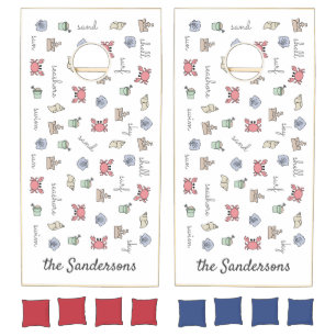 Personalized Beach Sandcastle Crab Shell Pail Kid  Cornhole Set