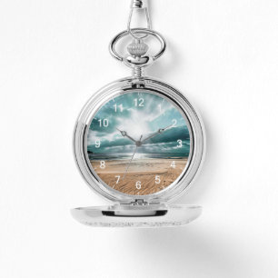 Personalized Beach Scene Clock Watch