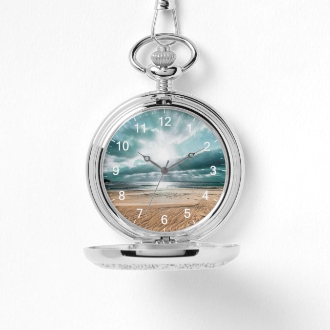 Personalized Beach Scene Clock Watch (Front)