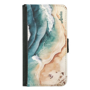 Personalized Beach Sea Waves Coastal Fun Samsung Galaxy S5 Wallet Case