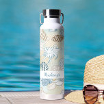 Personalized Beach Seashells Summer Water Bottle<br><div class="desc">This personalized coastal themed water bottle is perfect for a day at the beach, and features a pattern of hand drawn seashells in shades of blue and brown, with an aqua and sand colored abstract background. If you would like this design on other products, please contact me through Zazzle Chat....</div>