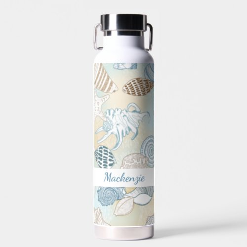 Personalized Beach Seashells Summer Water Bottle