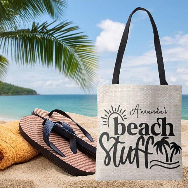 Personalized "Beach stuff" canvas look Tote Bag (Creator Uploaded)