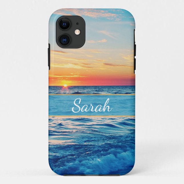 Personalized Beach Sunset Sunrise Case-Mate iPhone Case (Back)