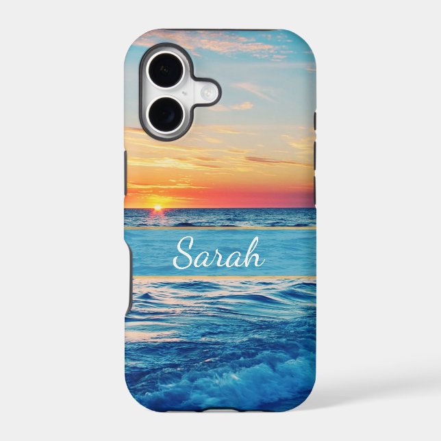 Personalized Beach Sunset Sunrise Iphone Case (Back)
