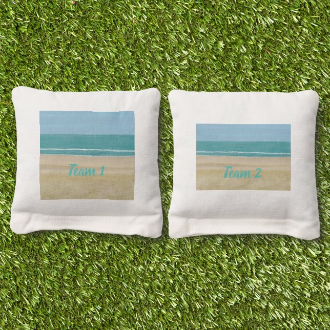 Personalized Beach Theme Cornhole Game Bags (Grass)