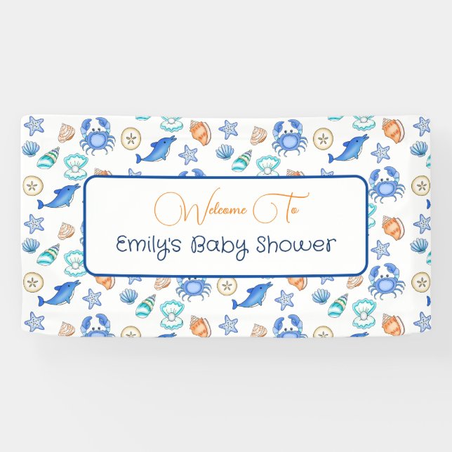 Personalized Beach Themed Baby Shower Banner (Horizontal)