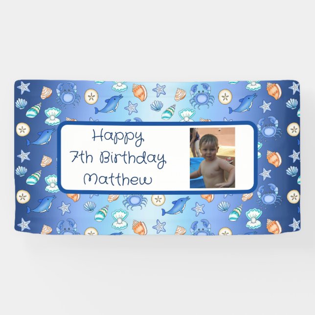 Personalized Beach Themed Birthday Banner (Horizontal)