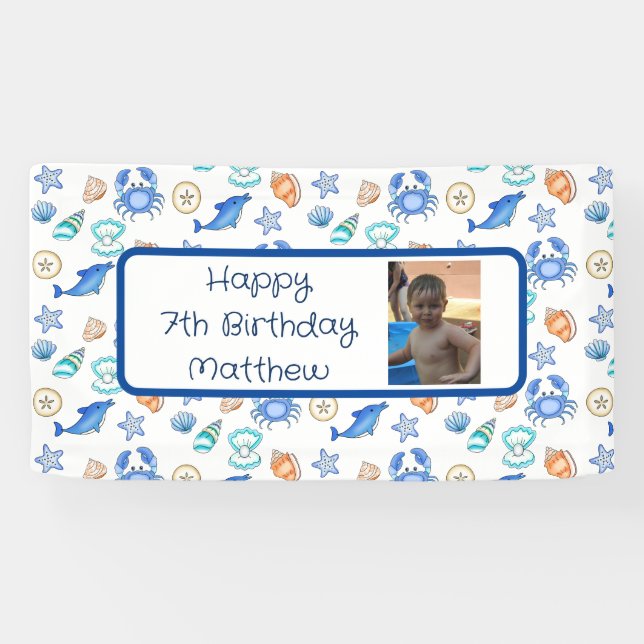 Personalized Beach Themed Birthday Banner (Horizontal)