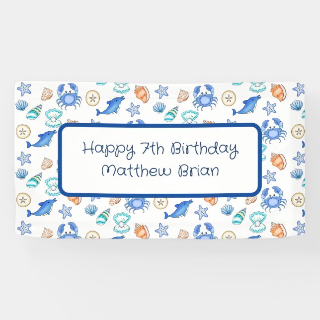 Personalized Beach Themed Birthday Banner (Horizontal)
