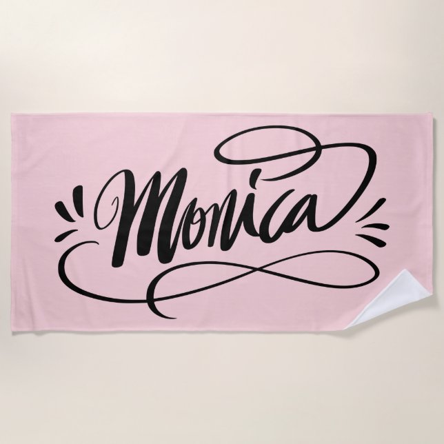 Personalized beach towel gift with the name Monica (Front)
