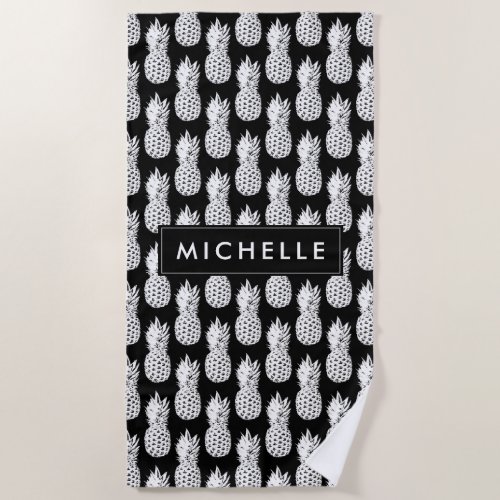 Personalized beach towel with pineapple pattern