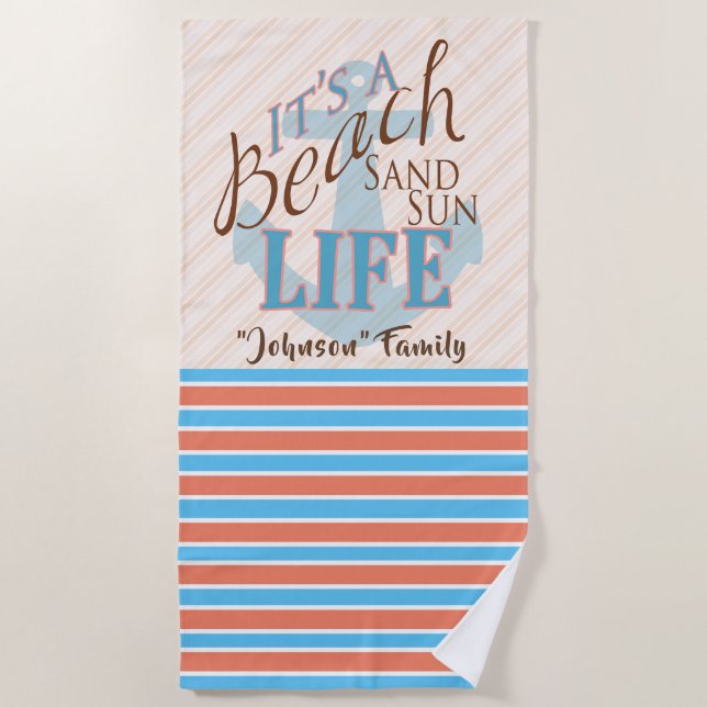 Personalized Beach Towels - Family Beach Vacation (Front)