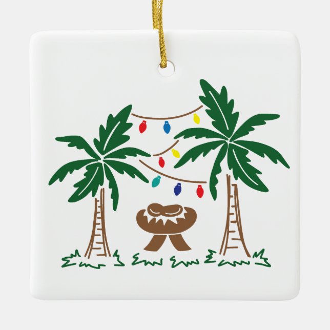 Personalized Beach/Tropical Nativity Ornament (Front)