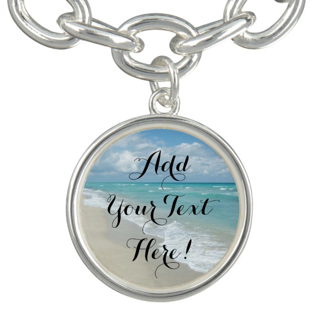 Personalized Beach Vacation Travel Tropical Ocean Charm Bracelet (Design)