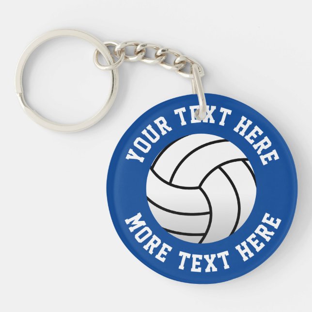 Personalized beach volleyball player round acrylic keychain (Front)