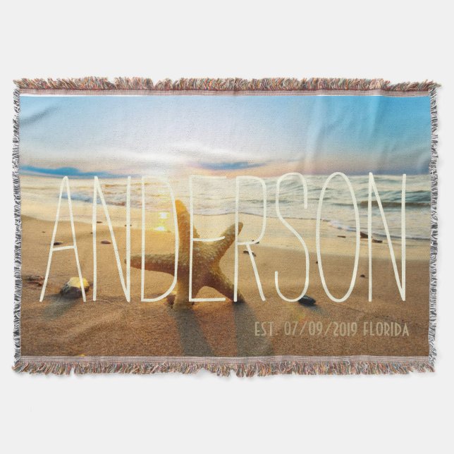Personalized Beach Wedding Beach House Custom Throw Blanket (Front)