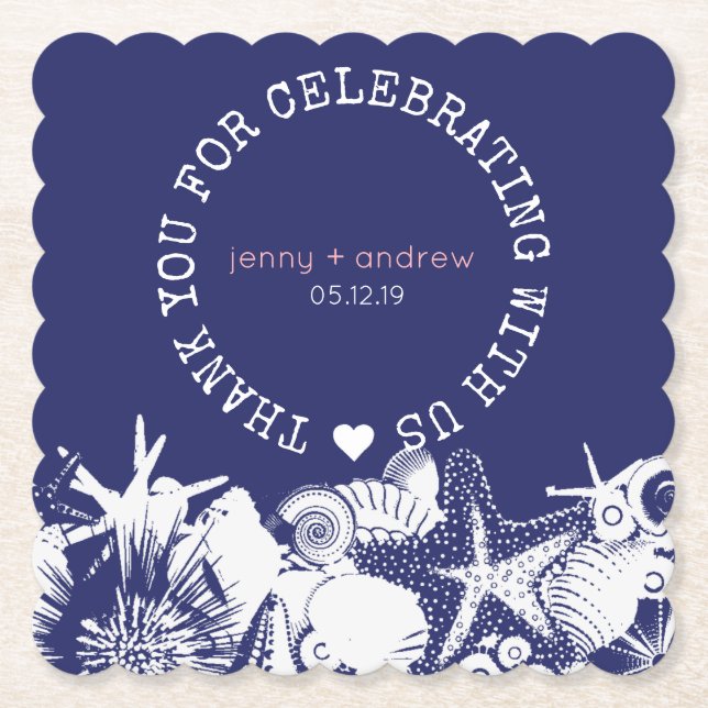 Personalized Beach Wedding Favor Party Coaster (Front)
