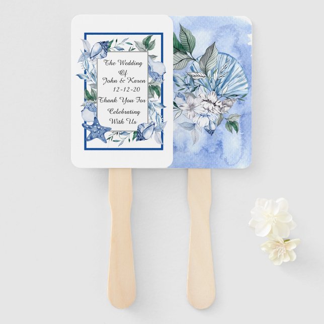 Personalized Beach Wedding Hand Fan (Front and Back)