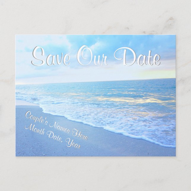 Personalized Beach Wedding Save the Date Postcards (Front)