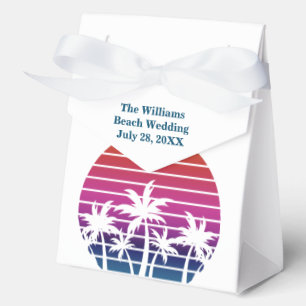 Personalized Beach Wedding Sunset Palm Trees Favor Boxes