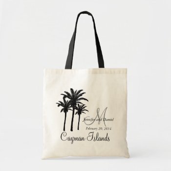 Personalized Beach Wedding Tote Bag Palm Trees by MonogramGalleryGifts at Zazzle