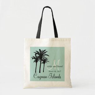 Personalized Beach Wedding Tote Bag Palm Trees